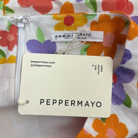 PEPPERMAYO Floral Line Crop Top & Floral Linen Mini Skirt Set Size 2 NWT - Picture 9 of 10